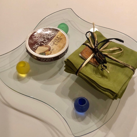 Modern Glass Footed Serving Platter/Cheese Board - Picture 3 of 8